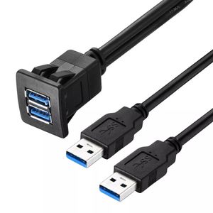 デュアルUSB3.0オスからメスのフラッシュマウントパネルダッシュボードエクステンションケーブルは、車のバイク用シールド1m