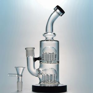 Heady Mini Bong Double Tree Perc Hookahs 12 Arm Trees Perc Water Pipes 14 Female Joint With Bowl Glass Bongs Small Oil Dab Rigs