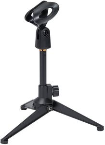 Universal Adjustable Desk Microphone Stand Portable Foldable Tripod MIC Tabletop Stand with Small Plastic Microphone Clip Such