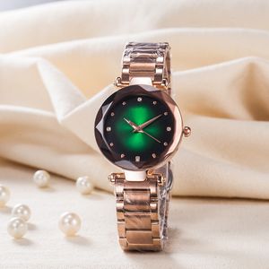 ファッションブランド女性女の子クリスタルスタイルの金属鋼鉄バンドクォーツ腕時計DI04