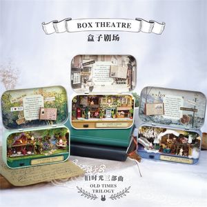 Box Theatre Dollhouse DIY Miniature Dollhouse Kit with Furniture Rabbit Wooden House LED Light Toys for Children Birthday Gift 201217