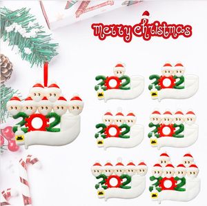 Ornamenti di quarantena natalizia Regalo personalizzato Sopravvissuto Famiglia Hang Decorazione Ciondolo pupazzo di neve con maschera disinfettante per le mani Natale WQ33-WLL