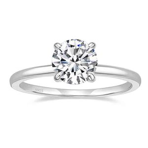 Eampeti ct Sterling Silver Engagement Ringar Round Cut Solitaire Cubic Zirconia CZ Bröllop Promise för hennes förbud