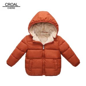 CROAL CHERIE 어린이 파스크 소녀 소년 코트 아이들을위한 겨울 자켓 따뜻한 두꺼운 벨벳 후드 아기 코트 겉옷 90-130 211222