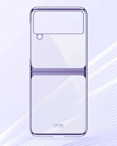Rensa hårda telefonfall för Samsung Galaxy Z Flip 3 5G Flip3 Cover Transparent PC Tillbaka med pläterade shinning kanter