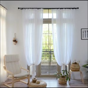 Sheer Curtains finished White Chiffon floor balcony gauze living room bay window simple and modern