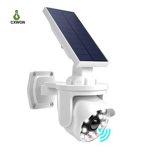 Solar Spotlight Simulation Surveillance Camera Sollampor 18 LED-lampor PIR Motion Sensor 3 Modes för trädgårdsfrontdörr garage Säkerhetsljus