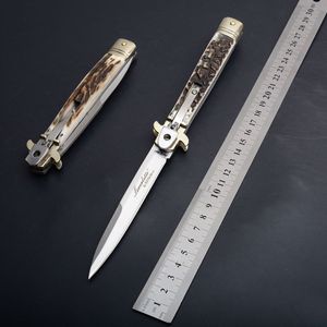 Großes ACK 24,2 cm Messer, Bill DeShivs Leverletto horizontale D2-Klinge, klassischer Geweihgriff, Single-Action-Taschen-Klappmesser