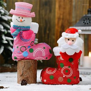 Christmas Decorations 1pc 2022 Red Pink Santa Claus Shoe Candy Box Gifts Boxes For Home Children's Gift