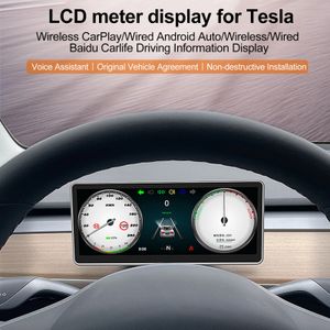 9Inch Touch Digital Car Dashboard HUD Instrument Performance Media Player för Tesla Model 3 Y Support Wireless Carplay Android Auto