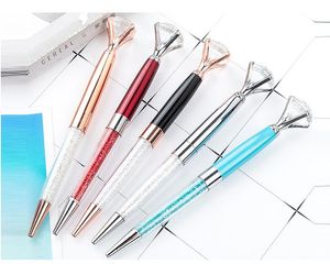 Creative Big Diamond Crystal Ballpoint Pens Metal Fance Crystal-Pen Student School School Office Societ Signature Business Pen 9 Colors SN6189