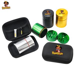 Honeypeff Smoke Set Metal Herbal Moedor Herb Com Bocal Dicas 50mm Grande Recipiente Jar Moedores Acessórios Para Fumar para Homem