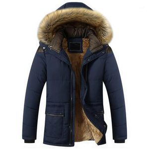 Winter Fur Collar Coat Hooded Jacket Män Vinter Vindskydd Tjockad Fleece Parka Mens Jackor och Coats plus 5XL Outwear Whending1