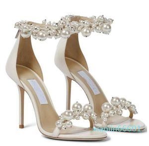 Moda-Elegante Abito da sposa da sposa Sandali Scarpe Perfect Lady Tacchi alti Cinghie di perle da donna Sandali estivi sexy