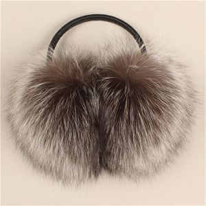 Womens Winter Warm Real Genuine Silver Fox Fur Earmuffs Ear Protection Soft Ear Muff