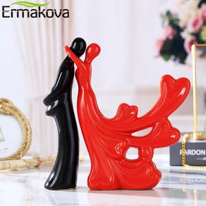 ERMAKOVA 2 Pc/Set Passionate Lover Embrace Couple Figurine Lady Man Statue Wedding Gift Wine Cabinet Living Room Home Decoration T200703