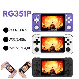 RG351P Handheld Jogo Console 64GB 3,5 polegadas IPS Tela Dual Rocker Linux Sistema PC Shell PS1 N64 FC MD GB NES Video Games Presentes Infantil