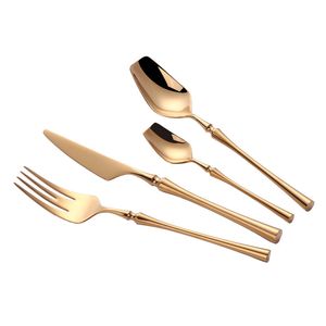 4pcs/Set Stainless Steel Tableware Gold Cutlery Set Knife Spoon And Fork Set Dinnerware Korean Food Cutlerys Kitchen Accessories HH9-3678