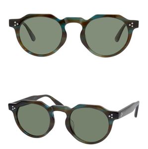 Óculos de sol da marca de moda para homens Retro Rodada Mulheres Óculos de Sol Handmade Quadro Espesso Óculos Cinza Cinza / Escuro - Lente Verde Sun Óculos