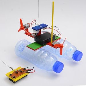 Trä RC båt barnleksaker montering fjärrkontroll båt leksaker pedagogiskt leksak vetenskaplig experiment modell kit 201204