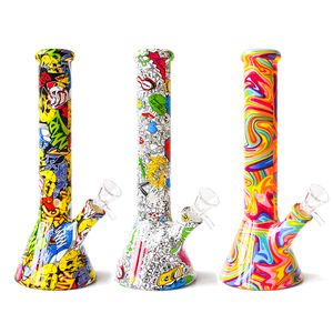 Printing beaker base water pipes hot selling glass bongs ice catcher 4mm thickness glass for smoking 10" bongs