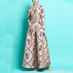Длинные рукава длинные макси осень осень зимнее платье для женщин Boho цветочные жаккардовые платья мода LJ201202