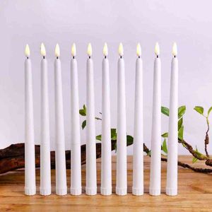 24 peças Amarelo Flicking Christmas Caper Velas, 28 cm Plástico Realistic Black Wick Battery Candlestick Casamento Candles H1222