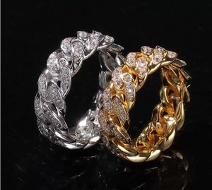8 мм мужчины женщины кубинское звено кольцо-цепочка хип-хоп циркон камень золото серебро обледенелые кольца для вечерние ювелирные изделия подарок
