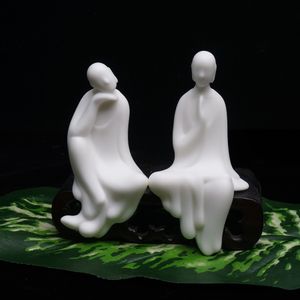 Çin Beyaz Yeşim Seramik Figürinler Buda Heykelleri Süsler Porselen Ev Mobilya Dekorasyon Keşiş HomedeCor T200703
