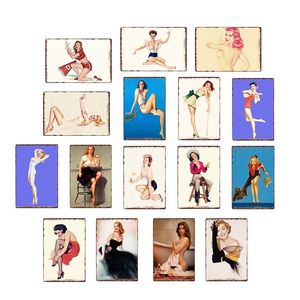 Metal Sign Retro Girl Sexy Lady Shop Tin Signs Plate Top Music Film Poster Art Cafe Bar Vintage Metal målning Wall Classic Classic