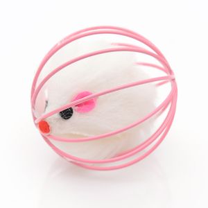 Interaktywna zabawka Śmieszna pluszowa mysz wewnątrz klatki drutu Cute Pet Cat Drapanie Okrągłe Koty Dostawy Playshing wysokiej jakości cx K2
