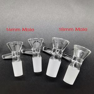 Atacado 14mm 18mm tigela de vidro macho acessórios com alça circular Sinta-se ferramentas de fumo suave tigelas de tabaco seco para tubos de água Bongs Funnel Dab Rig