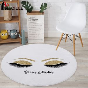 Miracille Fashion Eyelashes Soft Round Carpet Modern Home Decor Floor Rug Bedroom Anti-slip Play Mats for Children Chair 201212