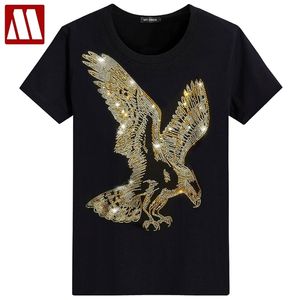 Inglaterra estilo fantasia tshirt homem diamante imprimir manga curta t-shirt homens moda verão strass design de águia fundo lj200827