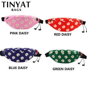 Tinyat Women Print Print Daisy Taist Pack Сумка для женского холста Сумка для пояс модную пакет для ремня.