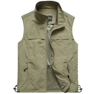 2020 Newest Men's Vest Casual Jackets Thin Sleeveless Vest Zipper Photography Waistcoat Fast-Dry Traveling Work Vest Male 5XL