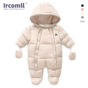 Ircomll född baby pojke tjej vinter rompers toddler spädbarn långärmad jumpsuit bomull kostym krypa barn kläder kostar 211229