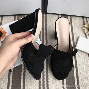 Sapatos de luxo feminino 2021 moda chinelos de luxo moda borla alta salto alto 10 cm (com caixa) 35-41