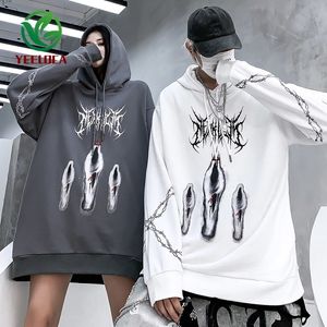 Höst Ghost Print Hoodie Hip Hop Personlighet Harajuku Retro Wild Trend Design Rock Band Skateboard Sweatshirt 201020