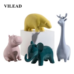 VILEAD 10cm 25cm Ceramic Animal Figurines Creative Home Children's Room Desktop Decoration Gift Crafts Accessories Ornament Kids T200710