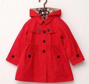 Ny lista Barnkläder Tjej Höst Princess Coat Solid Färg Medium-Long Single Breasted Trench Baby Ytterkläder