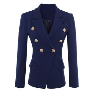 HIGH QUALITY New Fashion 2020 Designer Blazer Jacket Women's Gold Buttons Double Breasted Blazer Outerwear size S-XXXL LJ200911