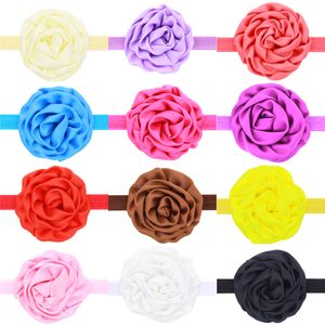 Baby Headbands Flowers Kids Satin Rose Head Bands Children Hair Accessories Hairbands Princess Headdress Elastic Headwear Infant headband KHA148