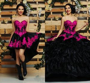 Due Pezzi Nero Sweetheart Abiti Quinceanera Ball Gown Appliques Sweet 16 Abiti vestido de 15 anos vestido para 15 anos