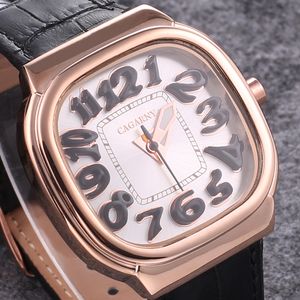 Fashion Rose Gold Womens Watch Casual Leather Quartz Armbandsur Ladies Square Klockor Digital Ring Klocka 45mm Montre Femme