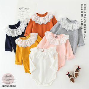 Newborn Baby Girl Romper Lace Ruffle Spring Baby Clothes For Girl Long Sleeve Cotton Toddler Boy Jumpsuit Infant Onesies Overall 201027