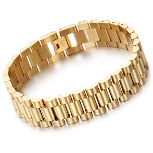 Bracciale in acciaio inossidabile 316 di alta qualità lucidato Argento da uomo con cinturino a catena con cinturino per orologio, cinturino, gioielli, larghezza 15 mm