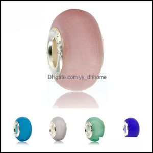 Alloy Loose Beads Jewelry Opal Sier Glass Bead Natural Cat Eye Stone European Murano Spacer Fit For Pandora Charm Bracelets Drop Delivery 20