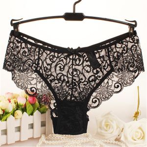 Wholesale Women Seamless Lace Panties Fashion Trend Hollow Out Breathable Solid Colors Underwear Female Sexy Middle Waist Comfortable Briefs