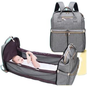 Large Diaper Bag Gray Mummy Maternity Bag For Baby Nursing Waterproof Nappy Changing Backpack For Moms Baby Stroller Organizer LJ201013